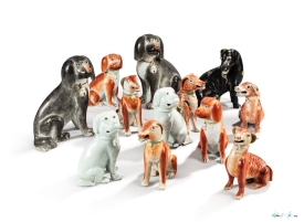 Lot comprising twelve Chinese porcelain dogs Qing dynasty Qianlong period.jpeg